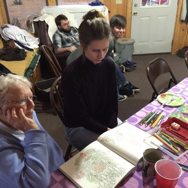 Coloring time at the cabin